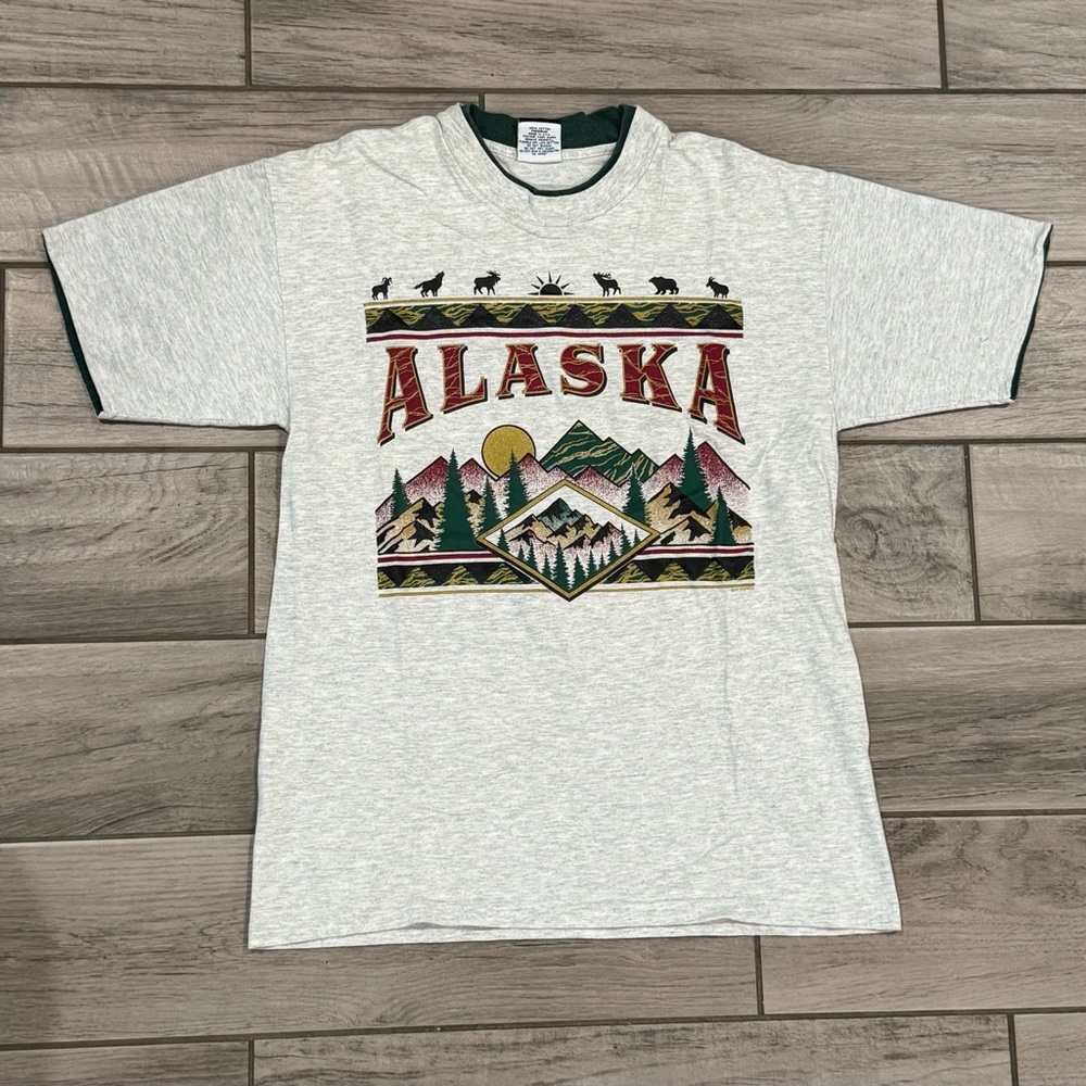 90s Vintage Signal Sports Alaska Graphic Cotton T-Shirt| Size Large